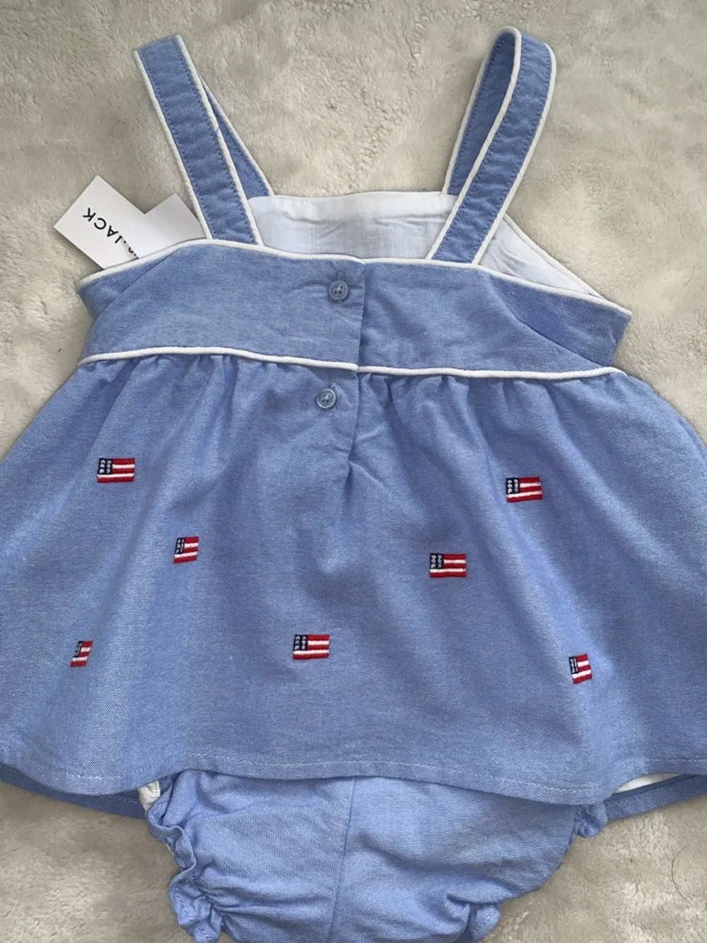 NWT Janie and Jack Embroidered Flag Set 12-18M Baby Girl Patriotic - Picture 7 of 8
